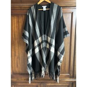 Women's Cashmere Blend Wrap Fringe Scarf Poncho Kimono One Size